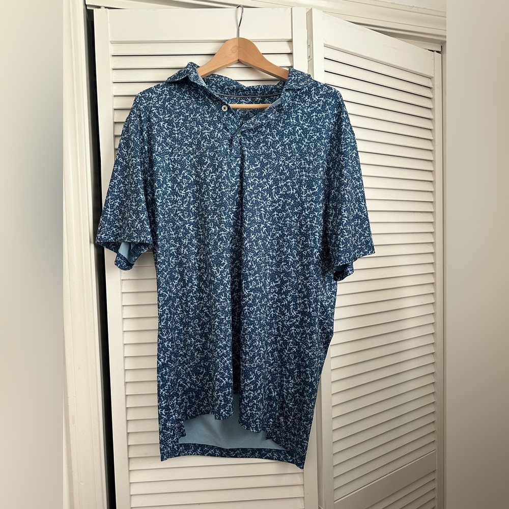 Johnnie O Blue Printed Short-Sleeve Men's Golf Shirt